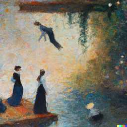 the discovery of gravity, painting by Claude Monet generated by DALL·E 2